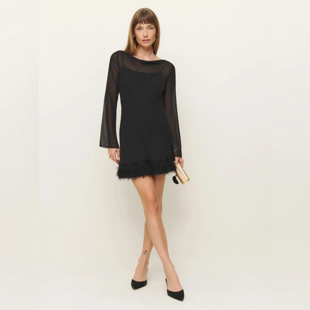 Reformation Tetty Dress In Black, size 6, brand new without tags, never worn._3